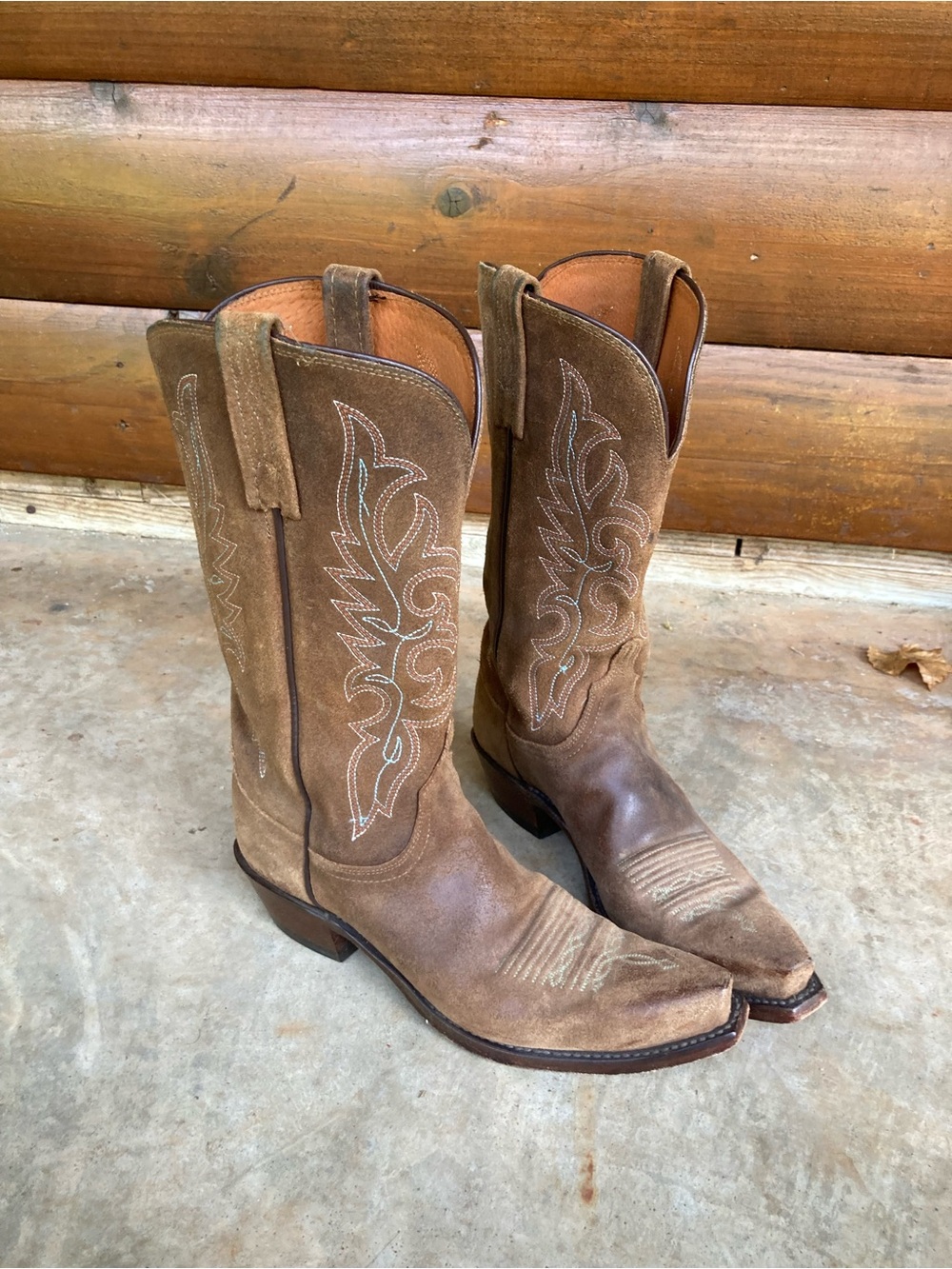 Lucchese | Suede Cowboy Boots - Picture 6 of 9